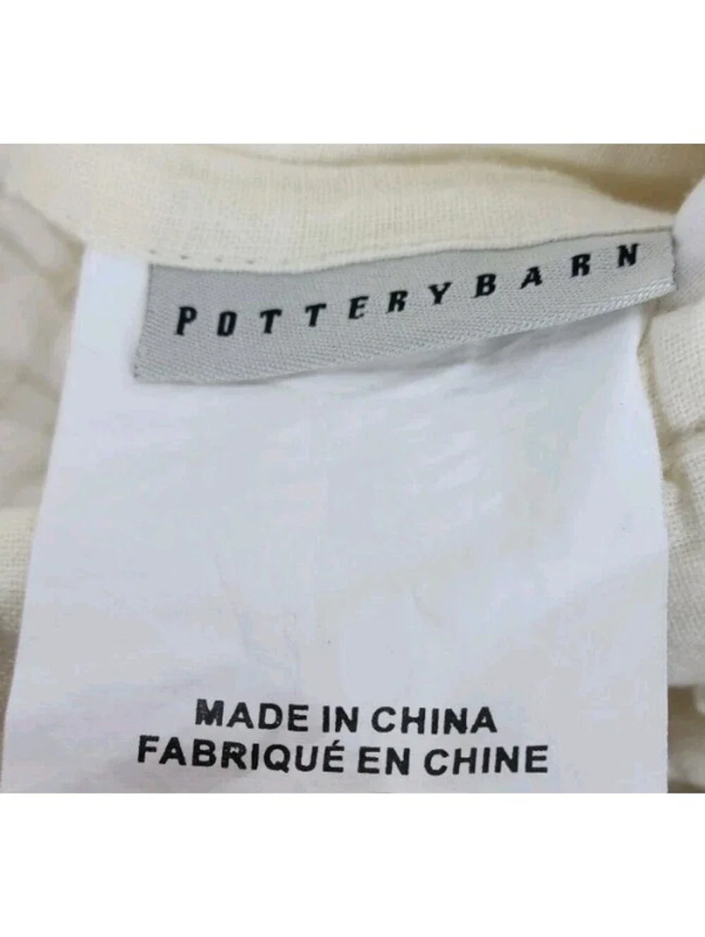 Pottery Barn Pick Stitch Cotton Cream Standard Pillow Sham 20×26